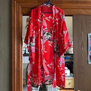 Polyester silky kimono